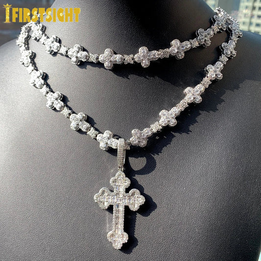 New Iced Out Cross Necklace for Men & Women