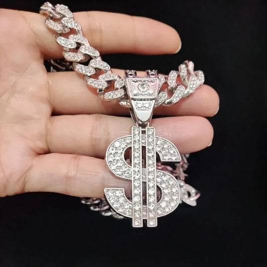 Men & Women Hip Hop Dollar Pendant Necklace