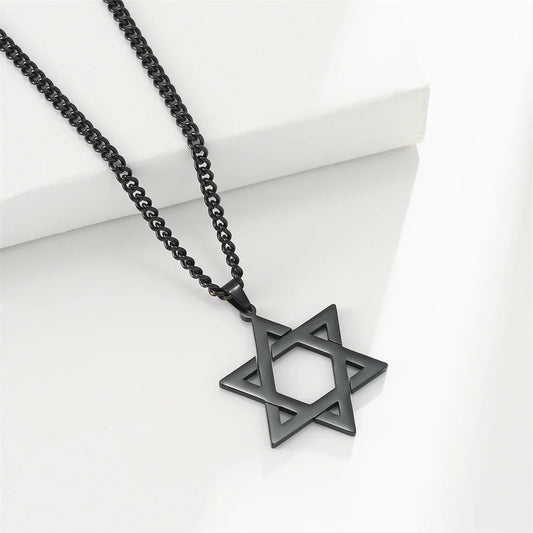 Star of David Pendant Necklace – Unisex Stainless Steel Jewish Symbol Jewelry