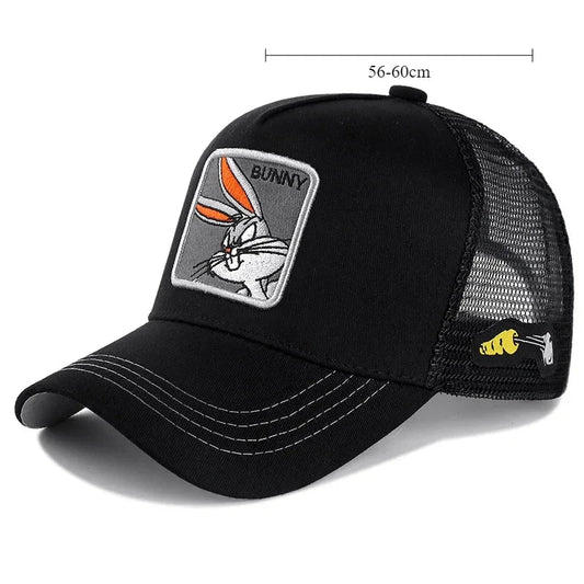 High-Quality Anime Cartoon Snapback – Unisex Cotton Mesh Trucker Baseball Cap for Men & Women