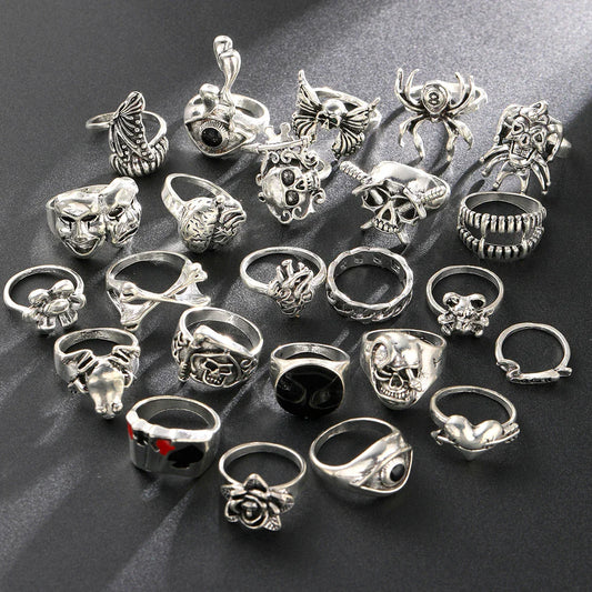Gothic Skeleton Ring Set