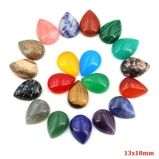 13x18mm Water Drop Flat Back Beads – Natural Stone Crystal Cabochons for DIY Jewelry