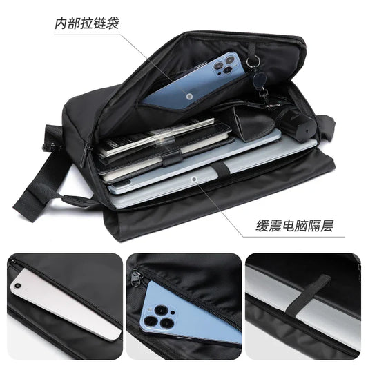 Waterproof Large-Capacity Crossbody Bag – Men’s 15-Inch Laptop Shoulder Bag with Anti-Theft Design